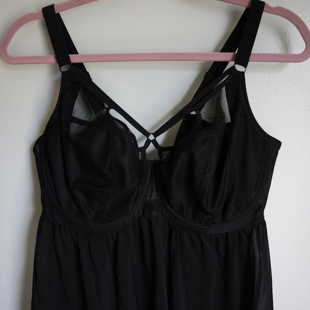 Elomi Sachi Black Underwired Babydoll - 36H